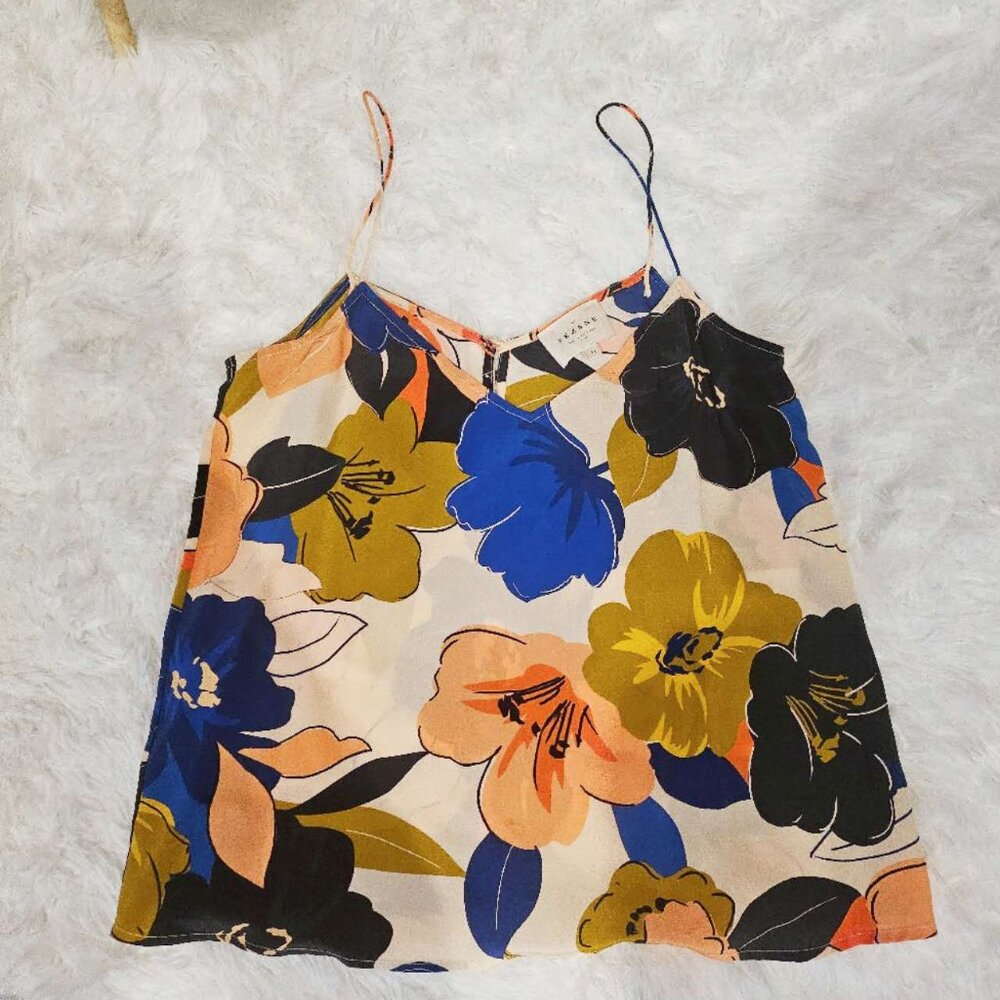 Sezane Floral Camisole in Blue, Yellow, and Black